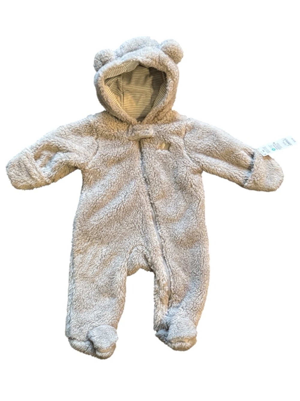 Cozy Teddy Fleece One-Piece in Light Gray - Baby Snowsuit 3 months